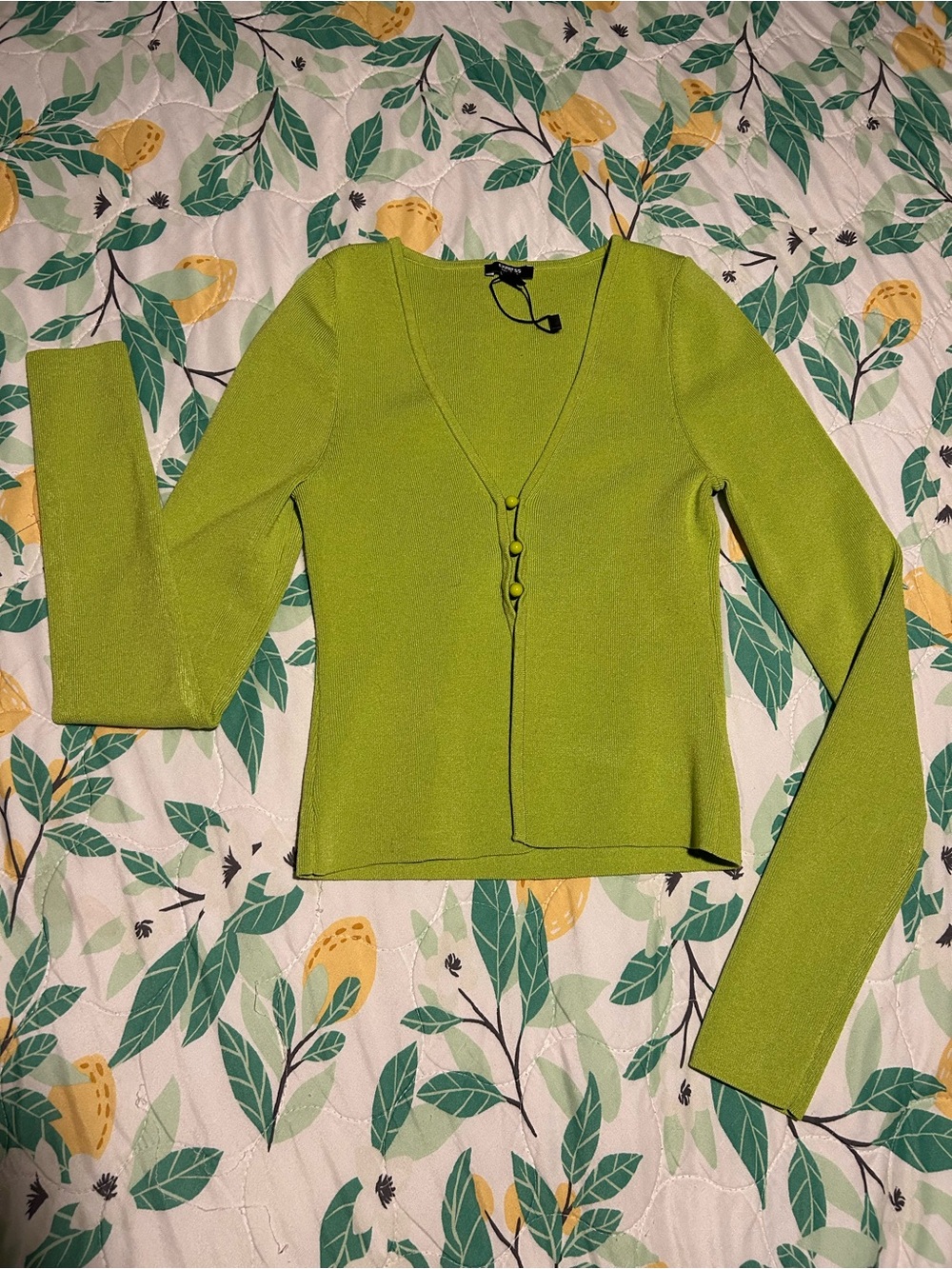 Women’s Express Lime Green V-Neck Button Front Top